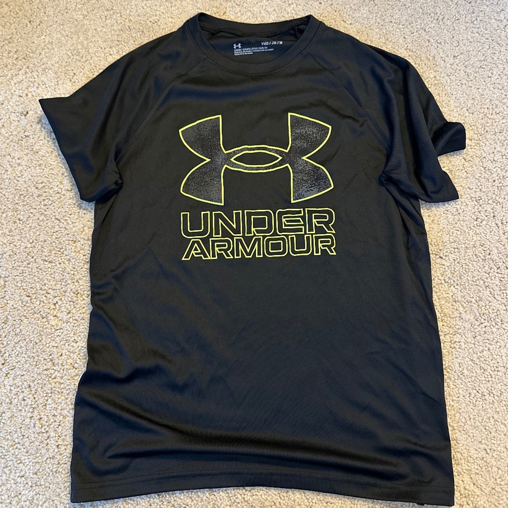 Under Armour T-Shirt, Black with Lime Green, Youth Medium